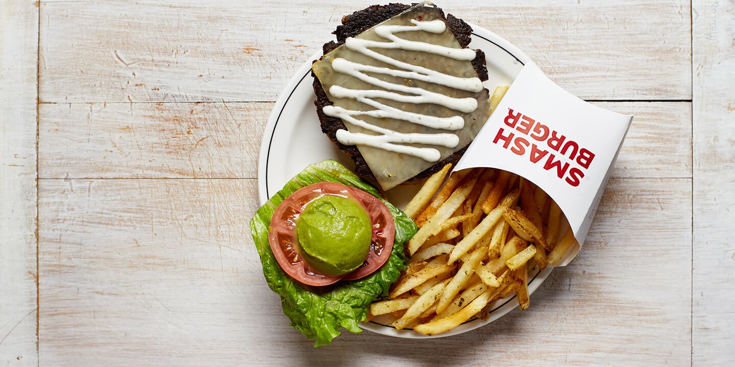 black bean burger and fries