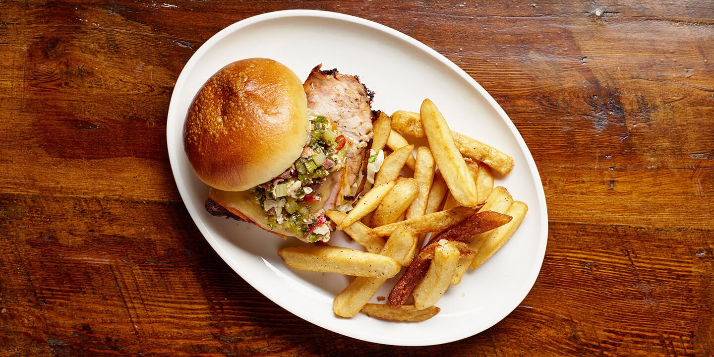 peameal sandwich and fries