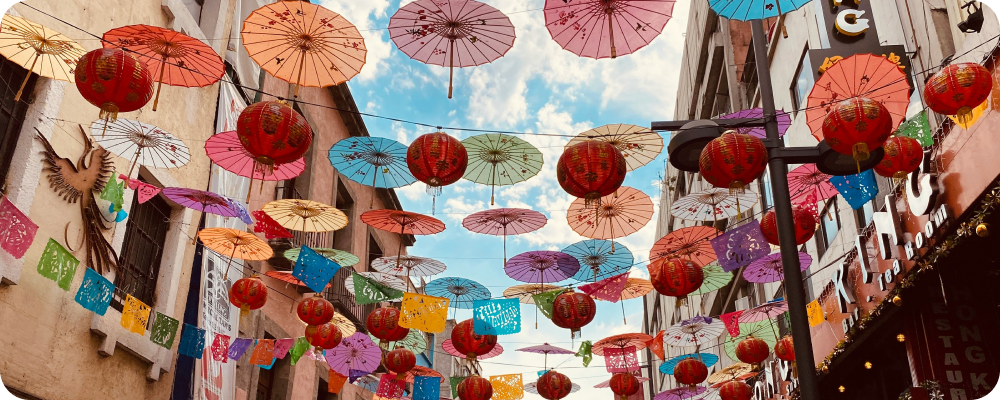 a group of colorful umbrellas