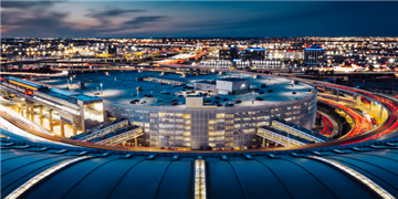 a city with a river and a bridge