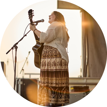 a person holding a microphone