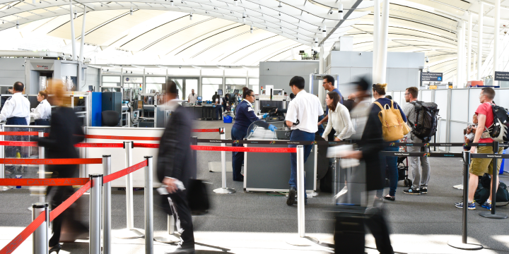 people waiting at an airport