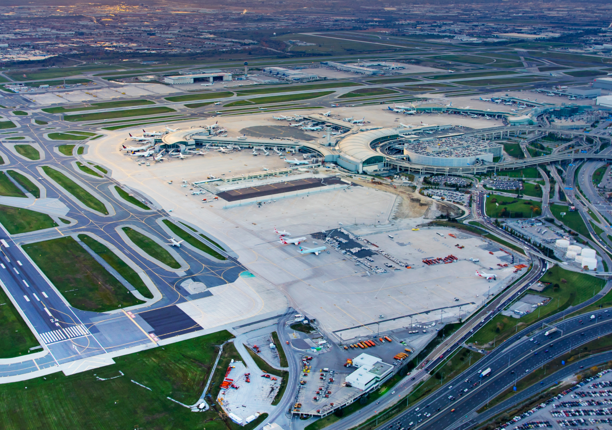 an aerial view of a city
