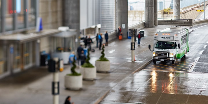 Off-airport parking shuttles