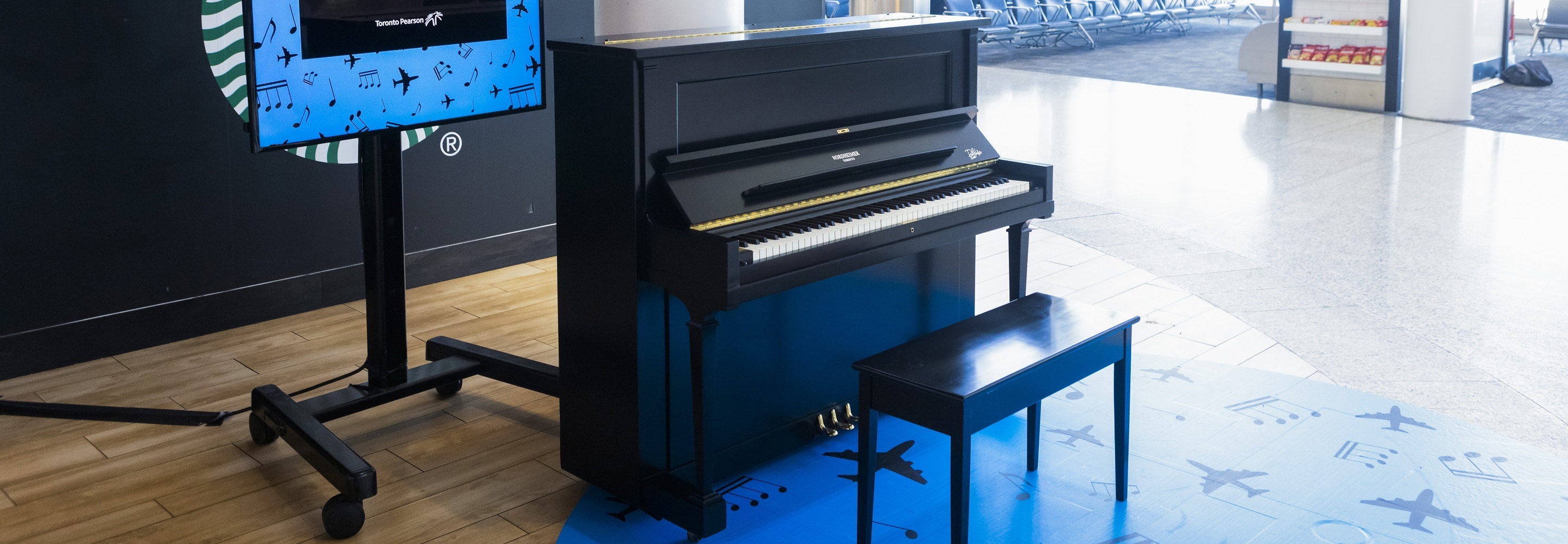 Woman playing the piano in the Terminal