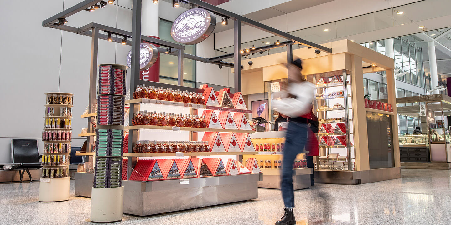 View of Rocky Mountain Chocolate Factory kiosk