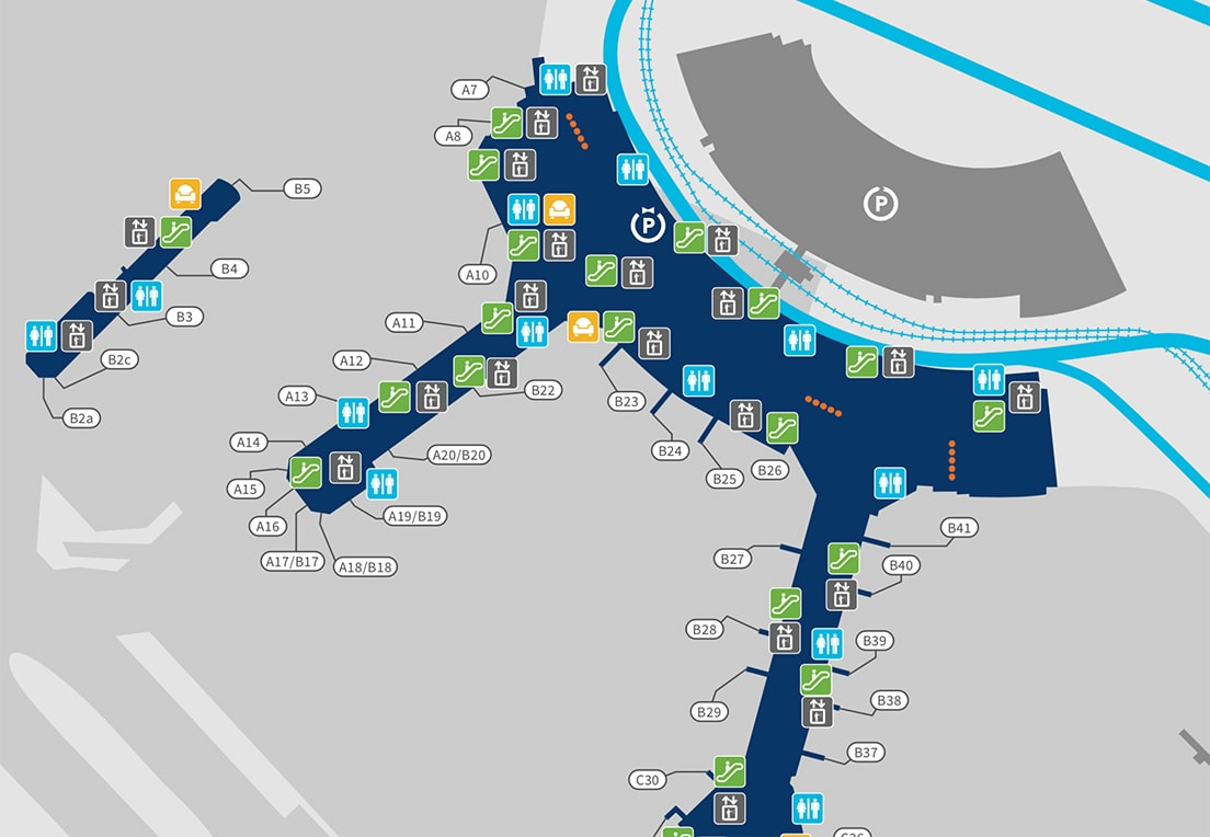 A map of Terminal 3 departures